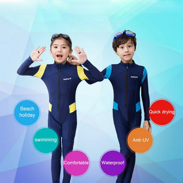 Kids Wetsuit Long Sleeves One-Piece Diving Suit Children Rash Guard Swimwear NEW